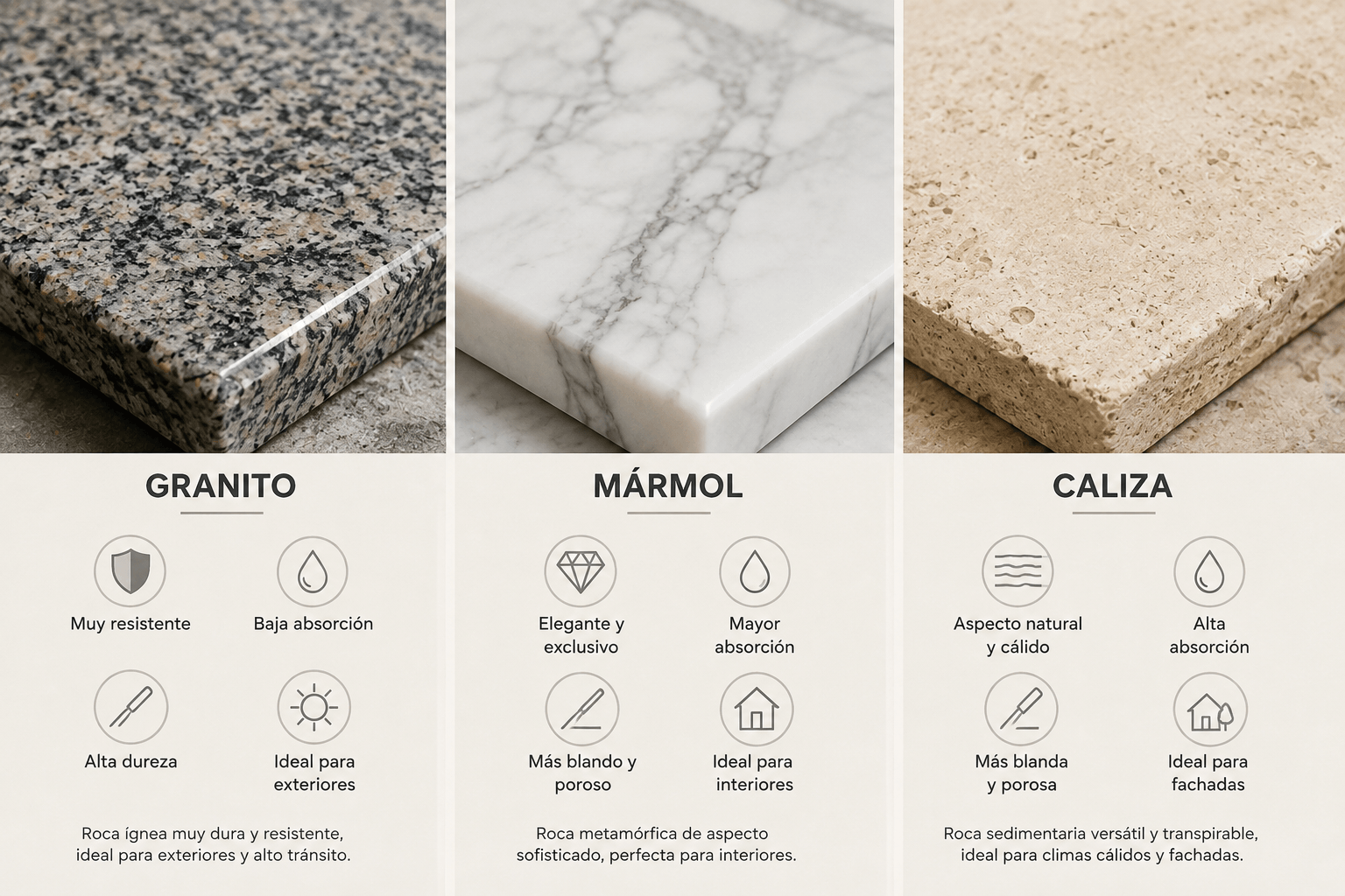 diferencias granito mármol caliza
