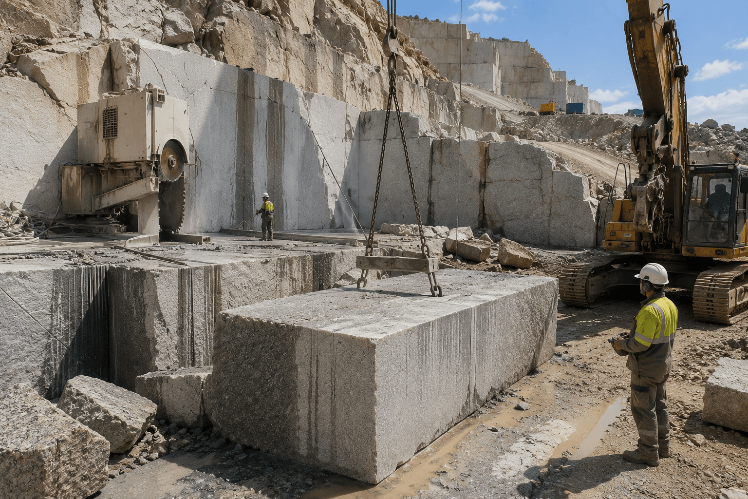 proceso de extracción de canteras de granito